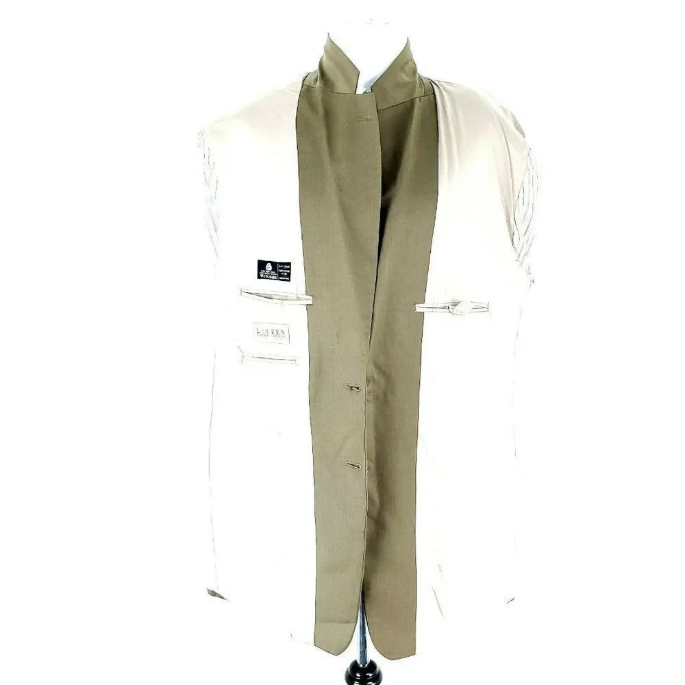 Lauren Ralph Lauren Wool 2 Button Blazer‎ 44L Green Beige Portly Sport Coat